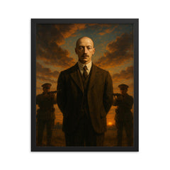 Nikolai Gumilev before the firing squad dawn framed print on a plain backdrop in size 16"x20".