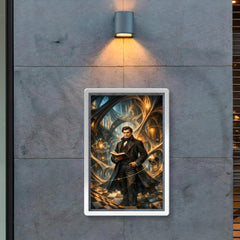 Nikolai Lobachevsky in warped geometric cathedral hall poster 2