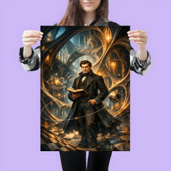 Nikolai Lobachevsky in warped geometric cathedral hall poster 3