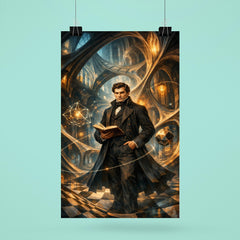 Nikolai Lobachevsky in warped geometric cathedral hall poster 6