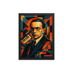 Nikolai Roslavets constructivist composer portrait framed print on a plain backdrop in size 12"x16".