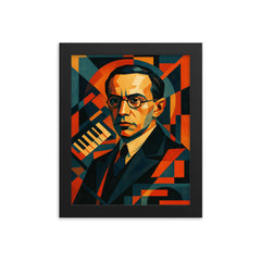 Nikolai Roslavets constructivist composer portrait framed print on a plain backdrop in size 8"x10".