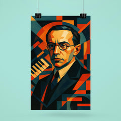 Nikolai Roslavets constructivist composer portrait poster 6