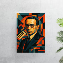 Nikolai Roslavets constructivist composer portrait poster 7