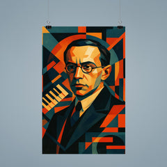 Nikolai Roslavets constructivist composer portrait poster 9