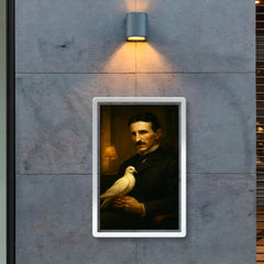 Nikolai Tesla pigeon companion in dim hotel room poster 2