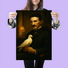 Nikolai Tesla pigeon companion in dim hotel room poster 3
