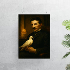 Nikolai Tesla pigeon companion in dim hotel room poster 7