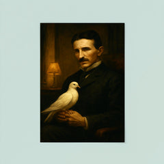 Nikolai Tesla pigeon companion in dim hotel room poster 8