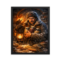Nikolai Vavilov preserving seeds against famine framed print on a plain backdrop in size 16"x20".