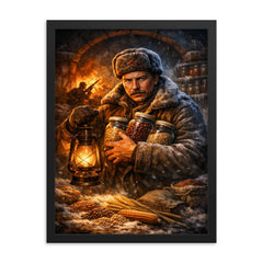 Nikolai Vavilov preserving seeds against famine framed print on a plain backdrop in size 18"x24".