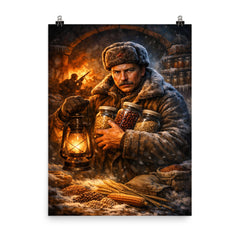Nikolai Vavilov preserving seeds against famine poster on a plain backdrop in size 8"x10".