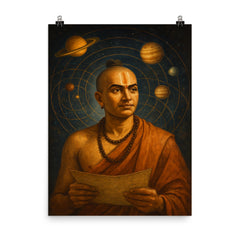 Nilakantha Somayaji under planetary orbit diagrams poster on a plain backdrop in size 8"x10".