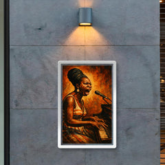 Nina Simone at piano in righteous fury poster 2