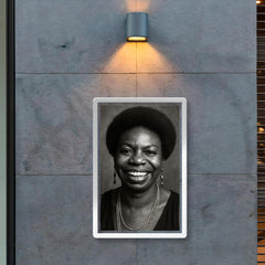 Nina Simone smiling, black and white portrait poster 2