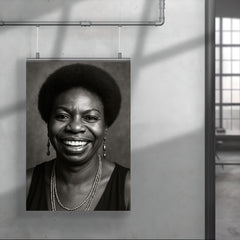 Nina Simone smiling, black and white portrait poster 4
