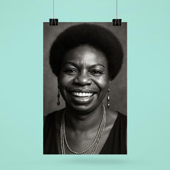 Nina Simone smiling, black and white portrait poster 6