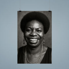 Nina Simone smiling, black and white portrait poster 9
