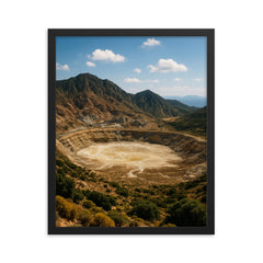 Nisyros Volcano Caldera Greece framed print on a plain backdrop in size 16"x20".