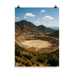 Nisyros Volcano Caldera Greece poster on a plain backdrop in size 8"x10".