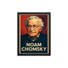 Noam Chomsky framed print on a plain backdrop in size 12"x16".