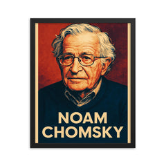 Noam Chomsky framed print on a plain backdrop in size 16"x20".