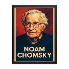 Noam Chomsky framed print on a plain backdrop in size 18"x24".