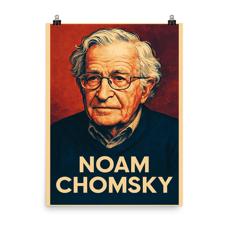 Noam Chomsky poster on a plain backdrop in size 8
