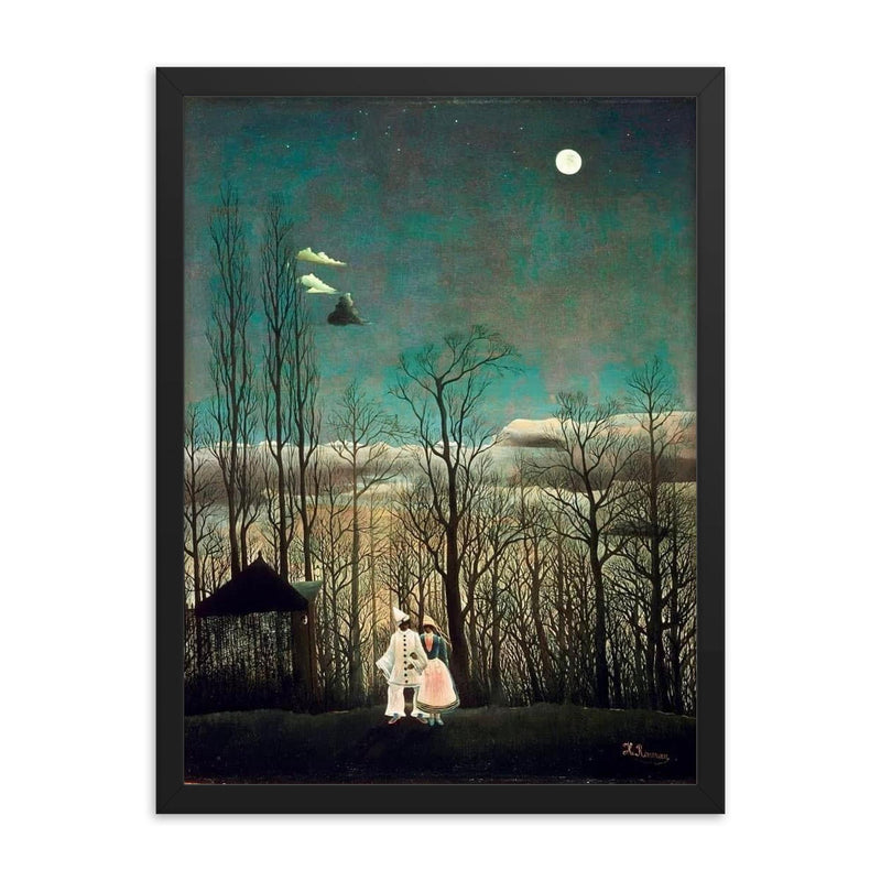 Noche de Carnaval by Henri Rousseau, 1886 framed print on a plain backdrop in size 18