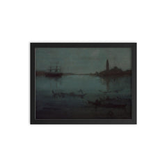 Nocturne in Blue and Silver - The Lagoon by James Abbott McNeill Whistler, 1880 framed print on a plain backdrop in size 12"x16".
