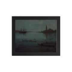 Nocturne in Blue and Silver - The Lagoon by James Abbott McNeill Whistler, 1880 framed print on a plain backdrop in size 8"x10".