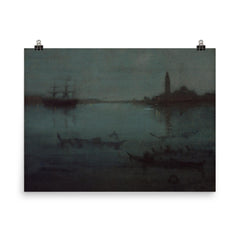 Nocturne in Blue and Silver - The Lagoon by James Abbott McNeill Whistler, 1880 poster on a plain backdrop in size 8"x10".