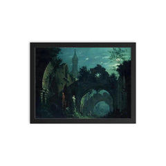 Nocturne with Architecture by Antonio Basoli, 1810 framed print on a plain backdrop in size 12"x16".