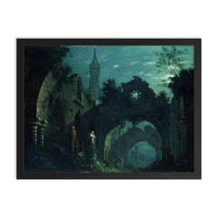 Nocturne with Architecture by Antonio Basoli, 1810 framed print on a plain backdrop in size 18"x24".