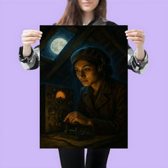 Noor Inayat Khan clandestine radio under moonlit attic poster 3