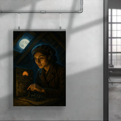 Noor Inayat Khan clandestine radio under moonlit attic poster 4