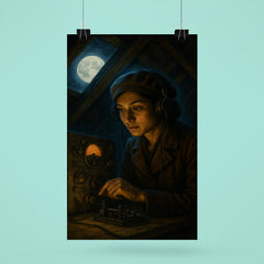 Noor Inayat Khan clandestine radio under moonlit attic poster 6
