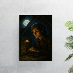Noor Inayat Khan clandestine radio under moonlit attic poster 7