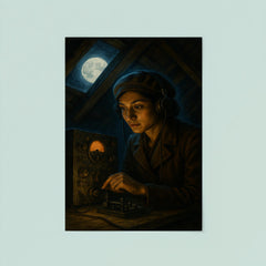Noor Inayat Khan clandestine radio under moonlit attic poster 8