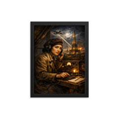 Noor Inayat Khan wireless set in occupied Paris framed print on a plain backdrop in size 12"x16".