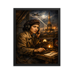 Noor Inayat Khan wireless set in occupied Paris framed print on a plain backdrop in size 16"x20".