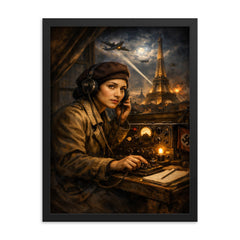 Noor Inayat Khan wireless set in occupied Paris framed print on a plain backdrop in size 18"x24".