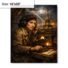 Noor Inayat Khan wireless set in occupied Paris metal print on a plain backdrop in size 16"x20".