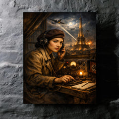 Noor Inayat Khan wireless set in occupied Paris metal print mockup