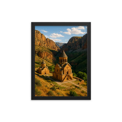 Noravank Monastery Gorge Armenia framed print on a plain backdrop in size 12"x16".