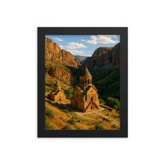 Noravank Monastery Gorge Armenia framed print on a plain backdrop in size 8"x10".