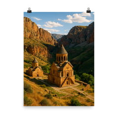 Noravank Monastery Gorge Armenia poster on a plain backdrop in size 8"x10".