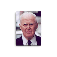 Norman Borlaug canvas print on a plain backdrop in size 12"x16".