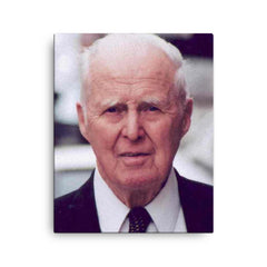 Norman Borlaug canvas print on a plain backdrop in size 16"x20".