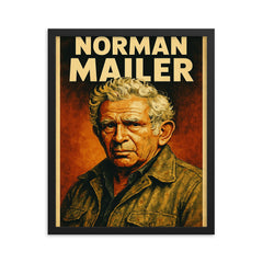 Norman Mailer framed print on a plain backdrop in size 16"x20".